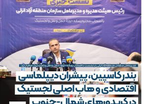 بندر كاسپین، پیشران دیپلماسی اقتصادی و هاب اصلی لجستیك در كریدورهای شمال – جنوب