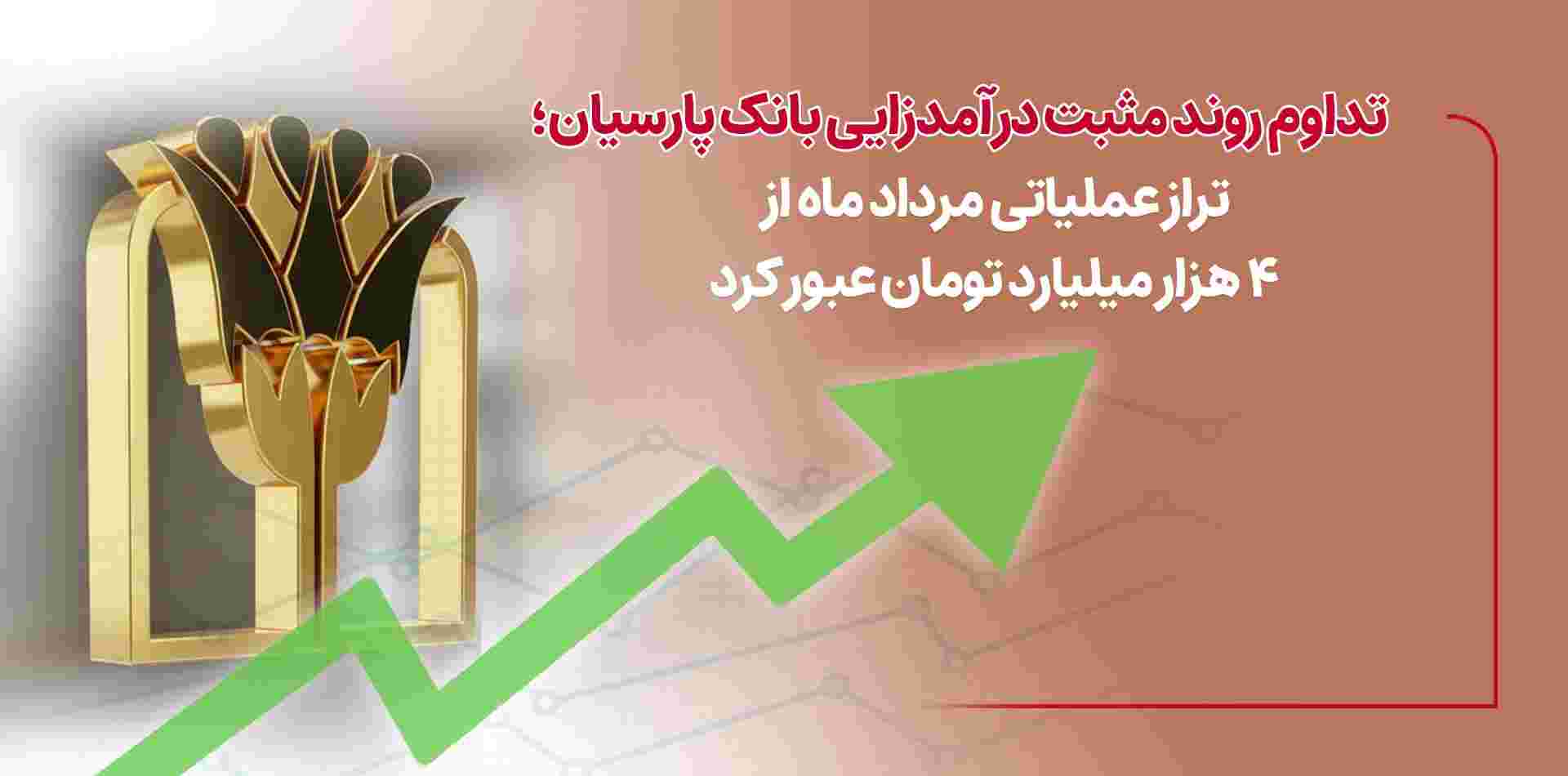 تداوم روند مثبت درآمدزایی بانک پارسیان؛ تراز عملیاتی مرداد ماه از۴ هزار میلیارد تومان عبورکرد